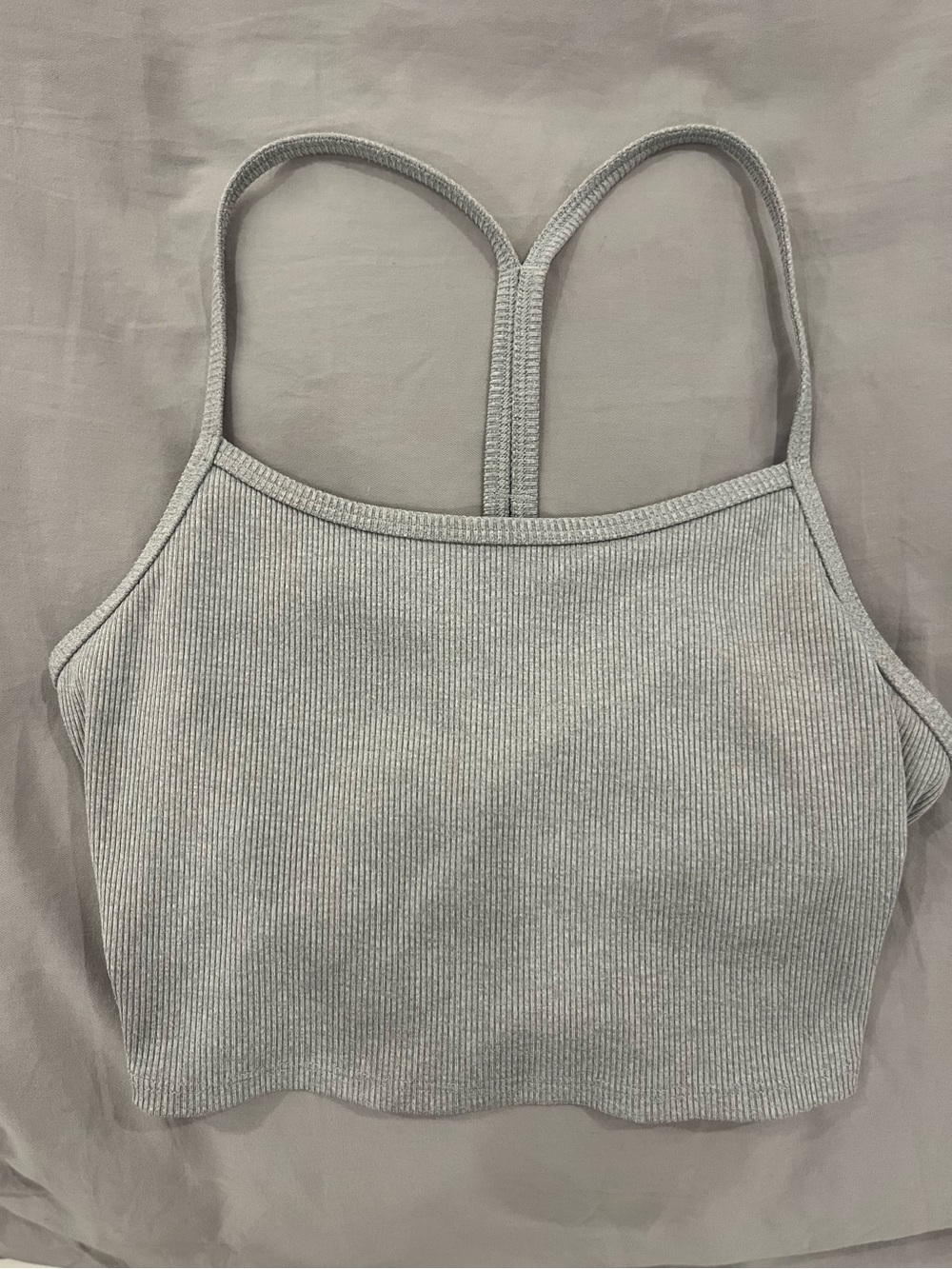 ALO Yoga Light Gray Ribbed Cropped Bralette